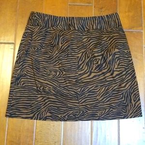 Bandolino Womens Black Brown Zebra Print Mini Skirt
